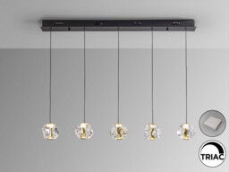 Zaria Bar Pendant Ceiling Light Black, Gold, Clear LED 3000K Dimmable - thumbnail 2