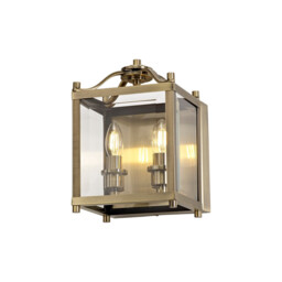 Aston Wall Lamp 2 Light E14 Antique Brass/Glass