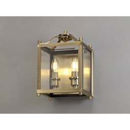 Aston Wall Lamp 2 Light E14 Antique Brass/Glass - thumbnail 2