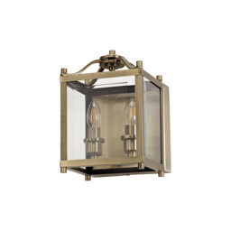 Aston Wall Lamp 2 Light E14 Antique Brass/Glass - thumbnail 3