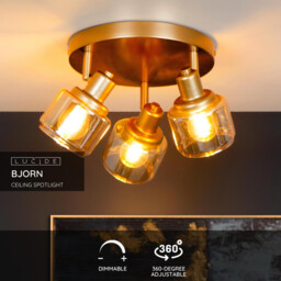 Bjorn Classic Ceiling Spotlight - Ø 38cm - 3xE14 - Matt Gold, Brass - thumbnail 3