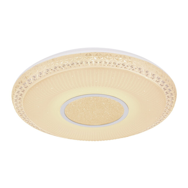Klemens Patterned Glass Flush Ceiling Light White 1x RGB LED Dimmable 3000-6000K Remote Control - image 1