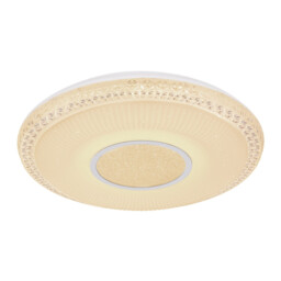 Klemens Patterned Glass Flush Ceiling Light White 1x RGB LED Dimmable 3000-6000K Remote Control