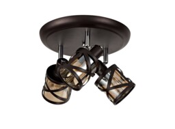 Burlington 3 Light Round Spotlight E14, Oiled Bronze, Polished Chrome, Amber - thumbnail 3
