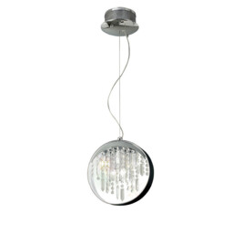 Geo Pendant Black Shade 7 Light G4 Polished Chrome/Crystal, NOT LED/CFL Compatible - thumbnail 1