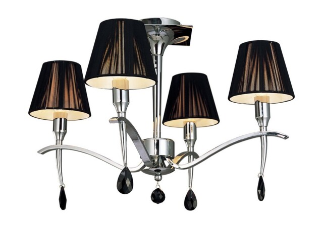 Siena Semi Flush Ceiling Round 4 Light E14, Polished Chrome with Black Shades And Black Crystal - image 1