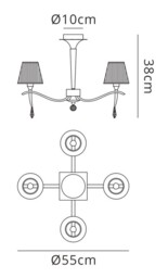 Siena Semi Flush Ceiling Round 4 Light E14, Polished Chrome with Black Shades And Black Crystal - thumbnail 2