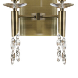 Tiffany Wall Lamp 2+2 Light E14 With Soft Bronze Shades Antique Brass/Crystal - thumbnail 5