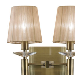 Tiffany Wall Lamp 2+2 Light E14 With Soft Bronze Shades Antique Brass/Crystal - thumbnail 3