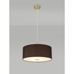 Baymont Antique Brass E27 Single Pendant With 50cm x 20cm Faux Silk Shade, Black/White Laminate - thumbnail 2