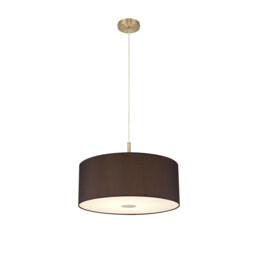 Baymont Antique Brass E27 Single Pendant With 50cm x 20cm Faux Silk Shade, Black/White Laminate - thumbnail 5