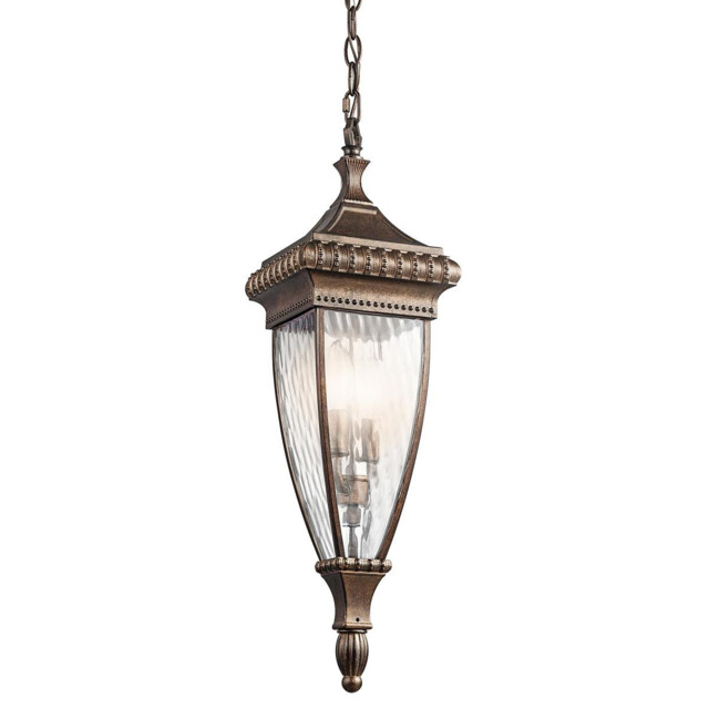 Venetian Rain 2 Light Outdoor Ceiling Chain Lantern Brushed Bronze, E14 - image 1