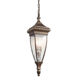 Venetian Rain 2 Light Outdoor Ceiling Chain Lantern Brushed Bronze, E14 - thumbnail 1