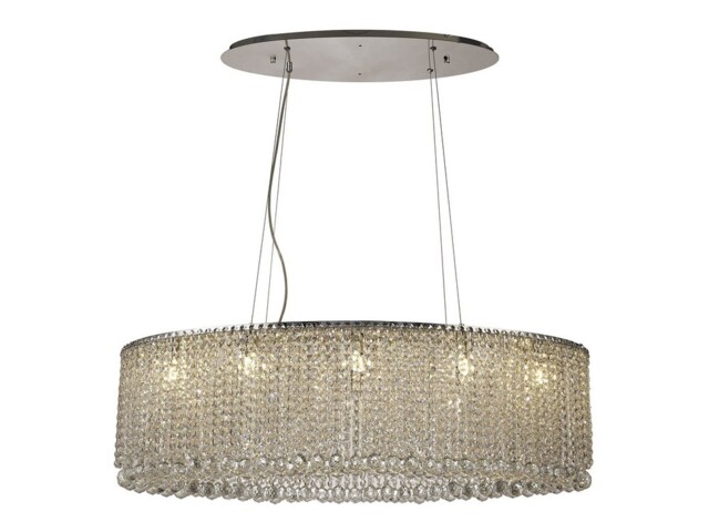Empire IL31374 100x50cm Oval Ceiling Pendant Chandelier, 10 Light G9, Polished Chrome, Crystal - image 1