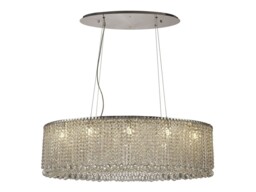 Empire IL31374 100x50cm Oval Ceiling Pendant Chandelier, 10 Light G9, Polished Chrome, Crystal - thumbnail 1