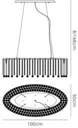 Empire IL31374 100x50cm Oval Ceiling Pendant Chandelier, 10 Light G9, Polished Chrome, Crystal - thumbnail 3