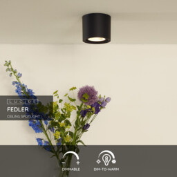 Fedler Modern Surface Mounted Ceiling Spotlight - Ø 12cm - LED Dim to warm - GU10 - 1x12W 2200K/3000K - Black - thumbnail 2