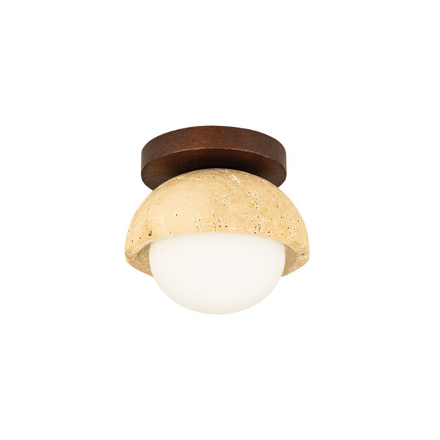 Seren Globe Ceiling Light Natural Stone-Brown Wood 1xG9 LED - image 1