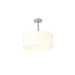 Baymont Satin Nickel E27 Semi Flush With 40cm x 18cm Faux Silk Shade, Ivory Pearl/White Laminate - thumbnail 1