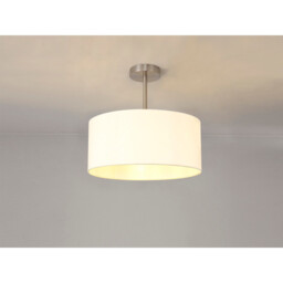 Baymont Satin Nickel E27 Semi Flush With 40cm x 18cm Faux Silk Shade, Ivory Pearl/White Laminate - thumbnail 2