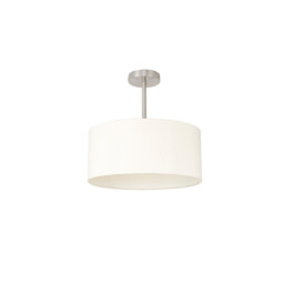 Baymont Satin Nickel E27 Semi Flush With 40cm x 18cm Faux Silk Shade, Ivory Pearl/White Laminate - thumbnail 5