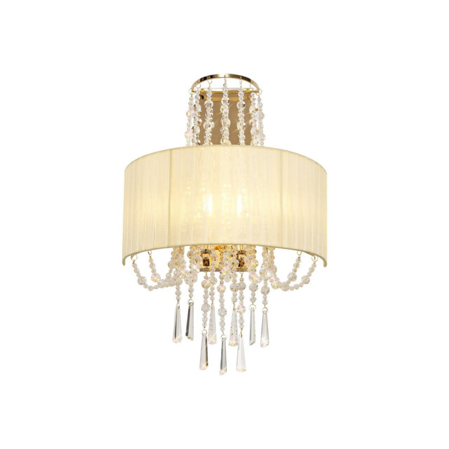 Freida Wall Lamp With Ivory Cream Shade 2 Light E14 French Gold/Crystal - image 1