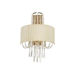 Freida Wall Lamp With Ivory Cream Shade 2 Light E14 French Gold/Crystal - thumbnail 3