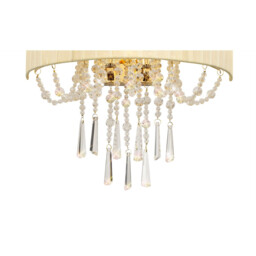Freida Wall Lamp With Ivory Cream Shade 2 Light E14 French Gold/Crystal - thumbnail 5
