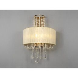 Freida Wall Lamp With Ivory Cream Shade 2 Light E14 French Gold/Crystal - thumbnail 2