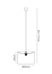 Dako Black Ceiling Pendant 1 Light E27 with 350 x 250mm Metallic Gun Metal Cylinder Shade - thumbnail 3