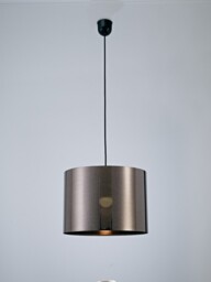 Dako Black Ceiling Pendant 1 Light E27 with 350 x 250mm Metallic Gun Metal Cylinder Shade - thumbnail 2