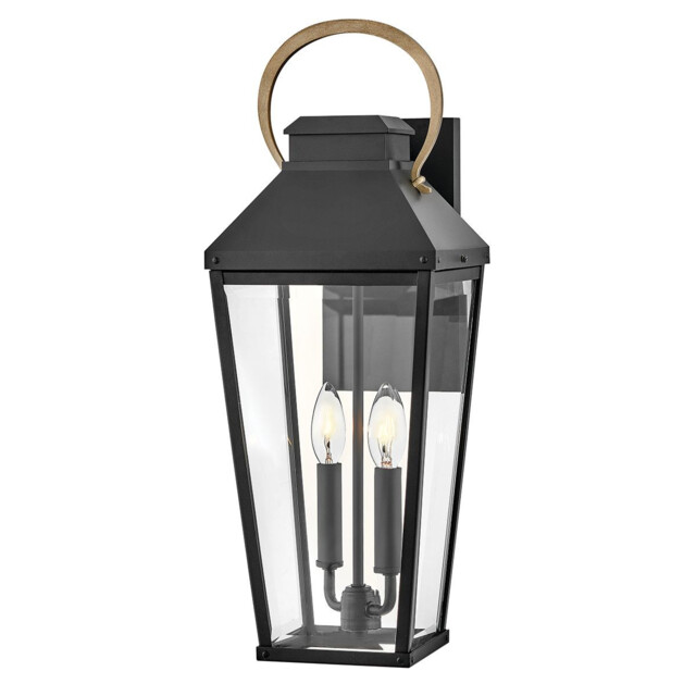 Hinkley Dawson Outdoor Wall Lantern Traditional Black, Burnished Bronze accent IP44 2x E14 - image 1