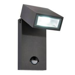 Morti Integrated LED PIR 1 Light Outdoor Wall Light Textured Dark Matt Anthracite, Glass IP44 - thumbnail 1