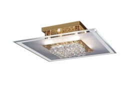 Delmar Flush Square 6 Light French Gold, Glass, Crystal