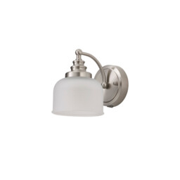 DeRuyter Switched Wall Lamp E27 Satin Nickel, Frosted Glass - thumbnail 5