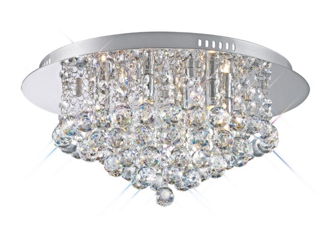 Dahlia Flush Ceiling, 450mm Round, 6 Light G9 Polished Chrome, Crystal - image 1