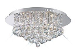 Dahlia Flush Ceiling, 450mm Round, 6 Light G9 Polished Chrome, Crystal - thumbnail 1