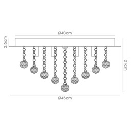 Dahlia Flush Ceiling, 450mm Round, 6 Light G9 Polished Chrome, Crystal - thumbnail 3
