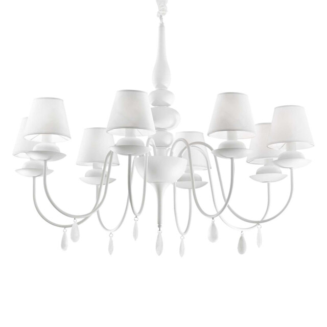Blanche  8 Light Multi Arm Chandelier White Finish, E14