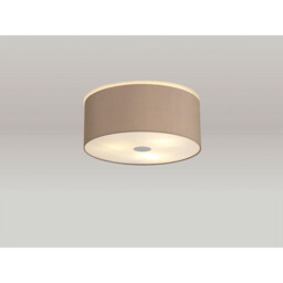 Baymont Polished Chrome 3 Light E27 Flush Ceiling With 40cm x 18cm Faux Silk Shade, Grey/White Laminate - thumbnail 2