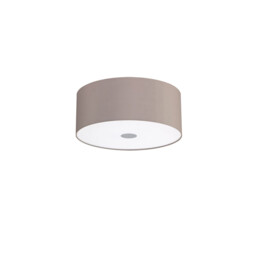 Baymont Polished Chrome 3 Light E27 Flush Ceiling With 40cm x 18cm Faux Silk Shade, Grey/White Laminate - thumbnail 5