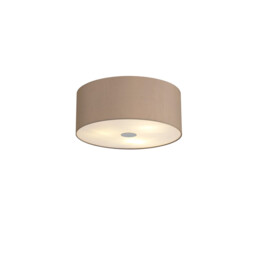 Baymont Polished Chrome 3 Light E27 Flush Ceiling With 40cm x 18cm Faux Silk Shade, Grey/White Laminate - thumbnail 1