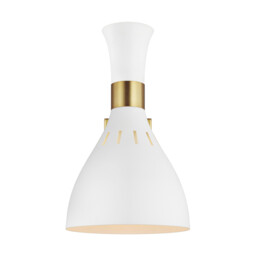 Joan 1 Light Dome Wall Light, Matt White, Burnished Brass, E27 - thumbnail 2
