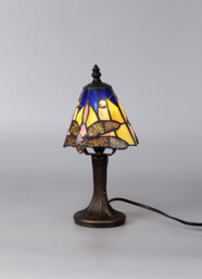 Worcester Tiffany Table Lamp, 1 x E14, Black, Gold, Blue, Orange, Crystal Shade - thumbnail 3
