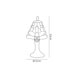 Worcester Tiffany Table Lamp, 1 x E14, Black, Gold, Blue, Orange, Crystal Shade - thumbnail 2