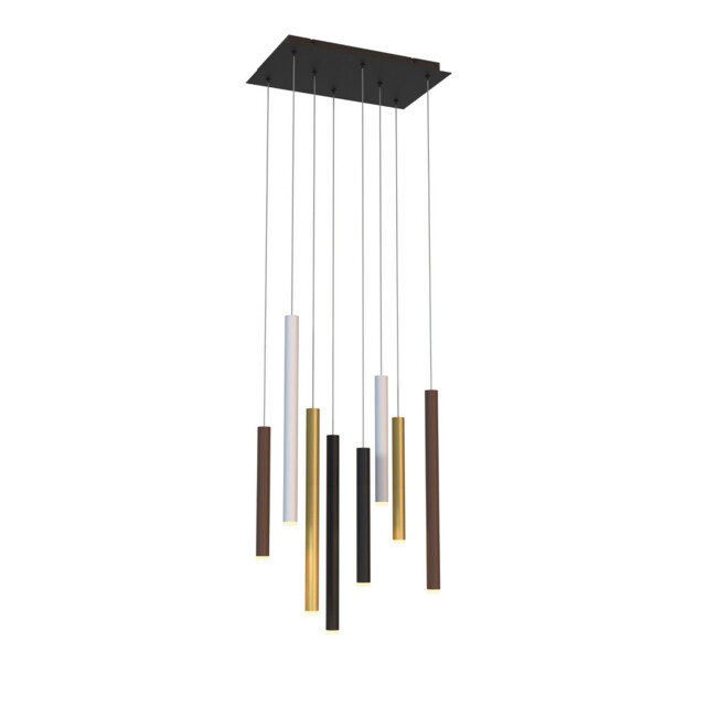 Cala Rectangle 8 Light Pendant, 48W LED, 3000K, 3360lm, Sand White/Sand Black/Gold/Rust Brown, 3yrs Warranty - image 1