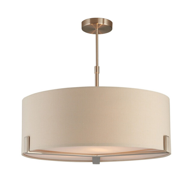 Hayfield Multi Arm Pendant Light Satin Nickel Plate, Slate Grey Fabric - image 1