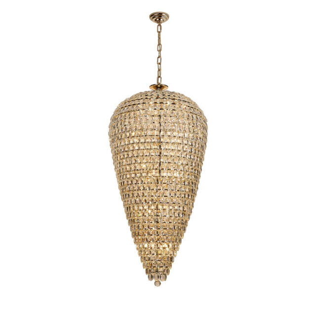 Coniston Tall Acorn Pendant, 30 Light E14, French Gold/Crystal, Item Weight: 84.10kg - image 1