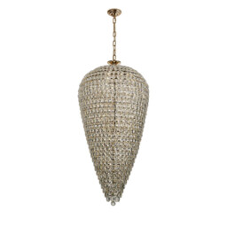 Coniston Tall Acorn Pendant, 30 Light E14, French Gold/Crystal, Item Weight: 84.10kg - thumbnail 5