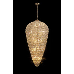 Coniston Tall Acorn Pendant, 30 Light E14, French Gold/Crystal, Item Weight: 84.10kg - thumbnail 2
